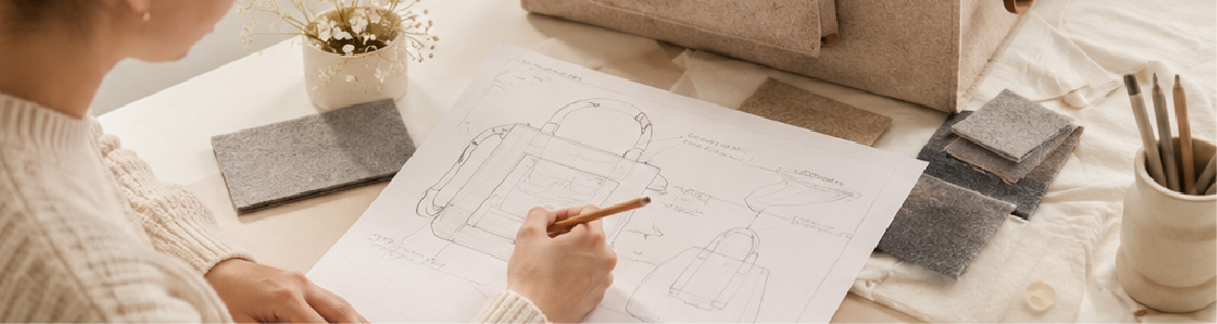 A designer sketching a nursery product